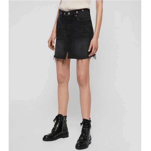 ALLSAINTS Black Lila Eyelet Denim Skirt / Size
0/XS - Picture 2 of 7